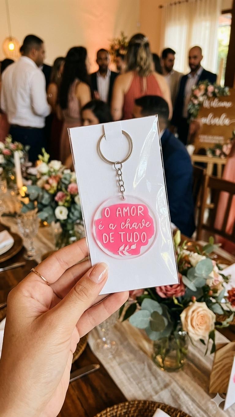 chaveiro em acrílico pintado e escrito à mão