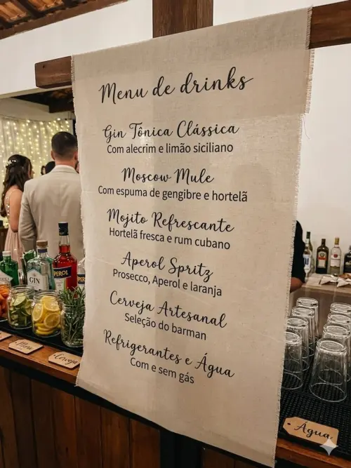 Menu de drinks em tecido