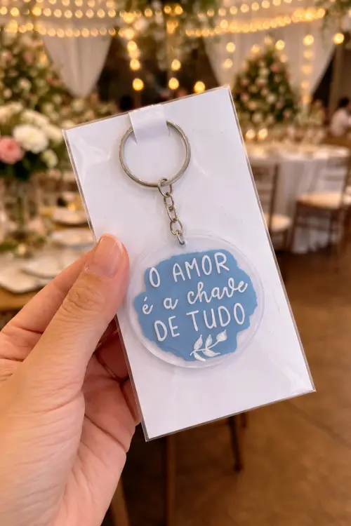 Chaveiro escrito a mão com aquarela