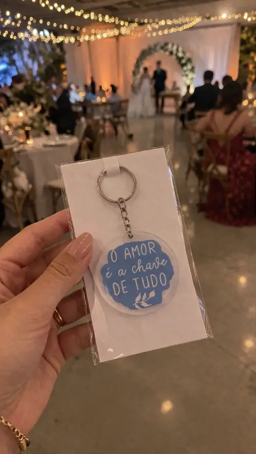 Chaveiro escrito a mão com aquarela