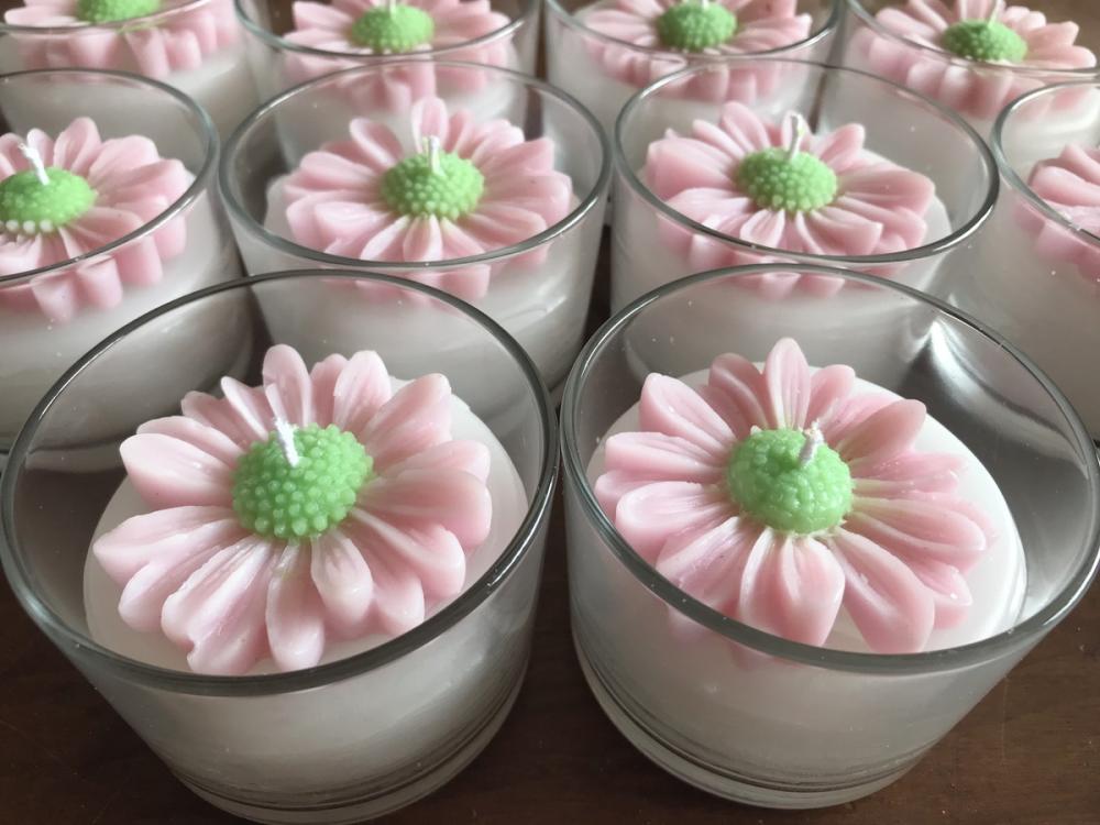 Vela no Copo com Flor vela floral decoração de eventos e brinde