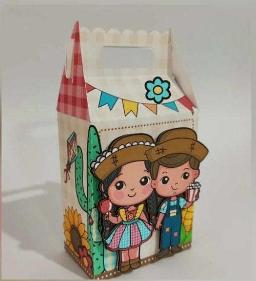 Kit Festa Junina Menina 27 Personalizado Luxo | Caixinhas Decorad