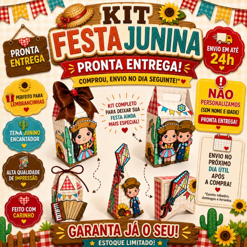 Kit Caixinhas Pegue e Monte Festa Junina 27|PRONTA ENTREGA| - Có