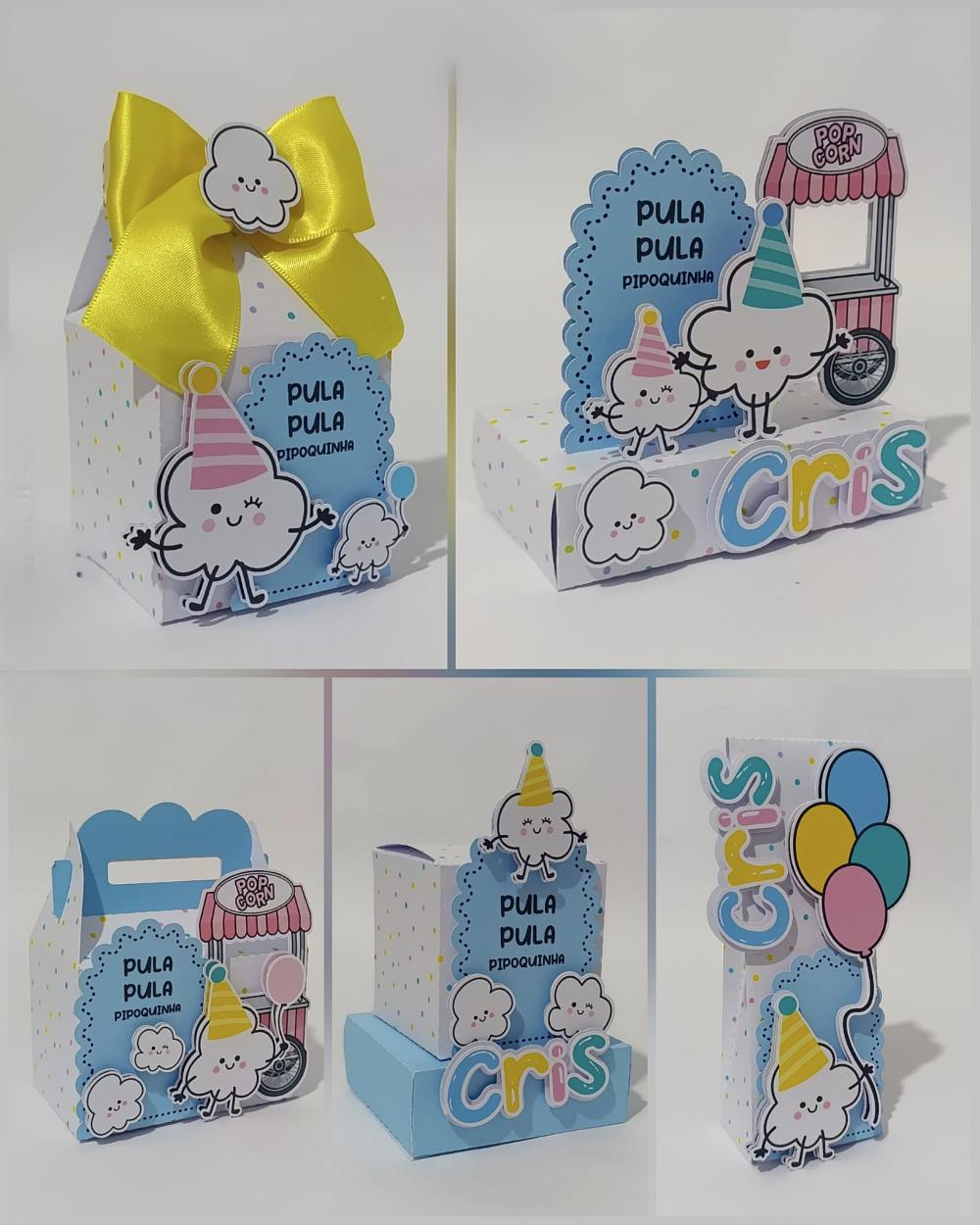Kit PIPOCA Personalizado Luxo | Caixinhas Decoradas Premium | 20 