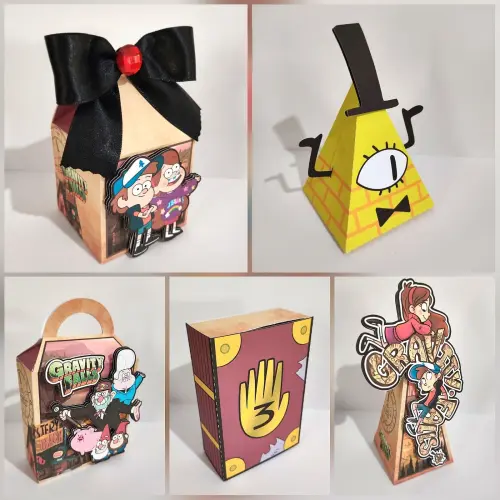 kit personalizados Tema GRAVITY FALLS (15 Peças)caixinhas e lembrancinhas