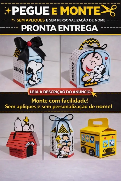 Kit Caixinhas Pegue e Monte Snoopy 13|PRONTA ENTREGA|
