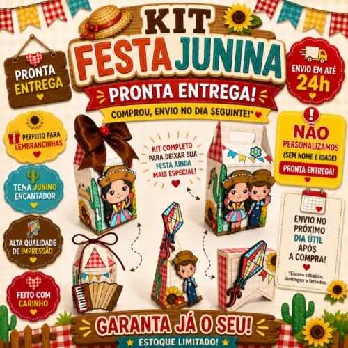 Kit Caixinhas Pegue e Monte Festa Junina 27|PRONTA ENTREGA| - Cópia