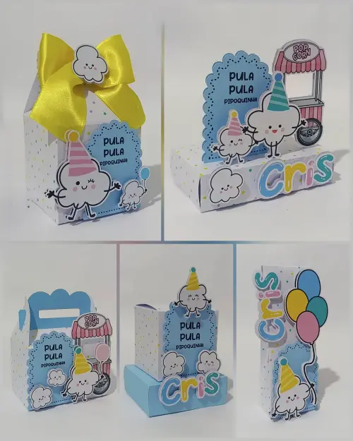 Kit PIPOCA Personalizado Luxo | Caixinhas Decoradas Premium | 30 Peças