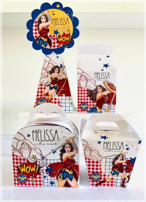 Kit Mulher Maravilha-SA| Festa Infantil | Kit Econômico Pegue e Monte |16 Peças