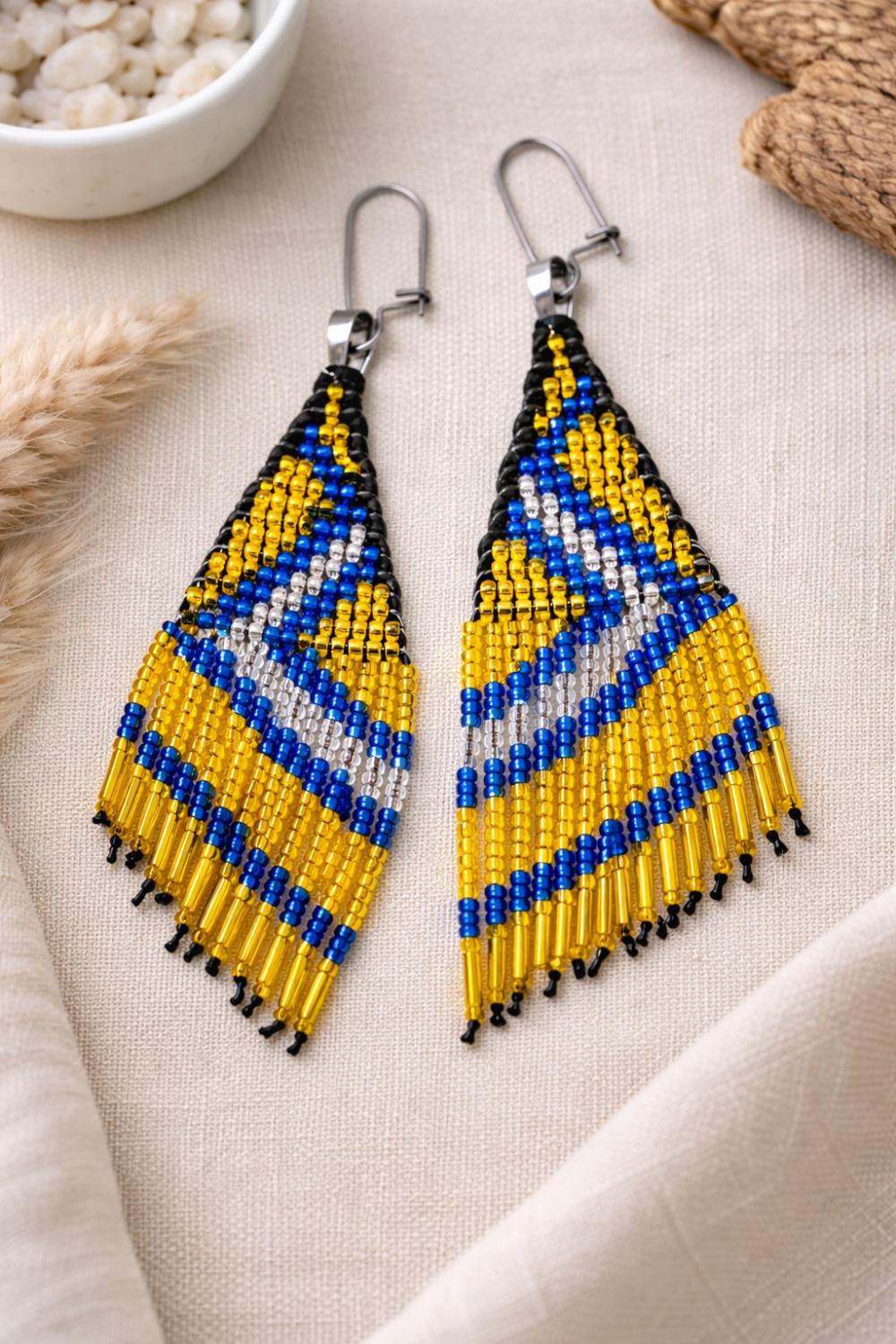 Brinco Zigzag Amarelo e Azul