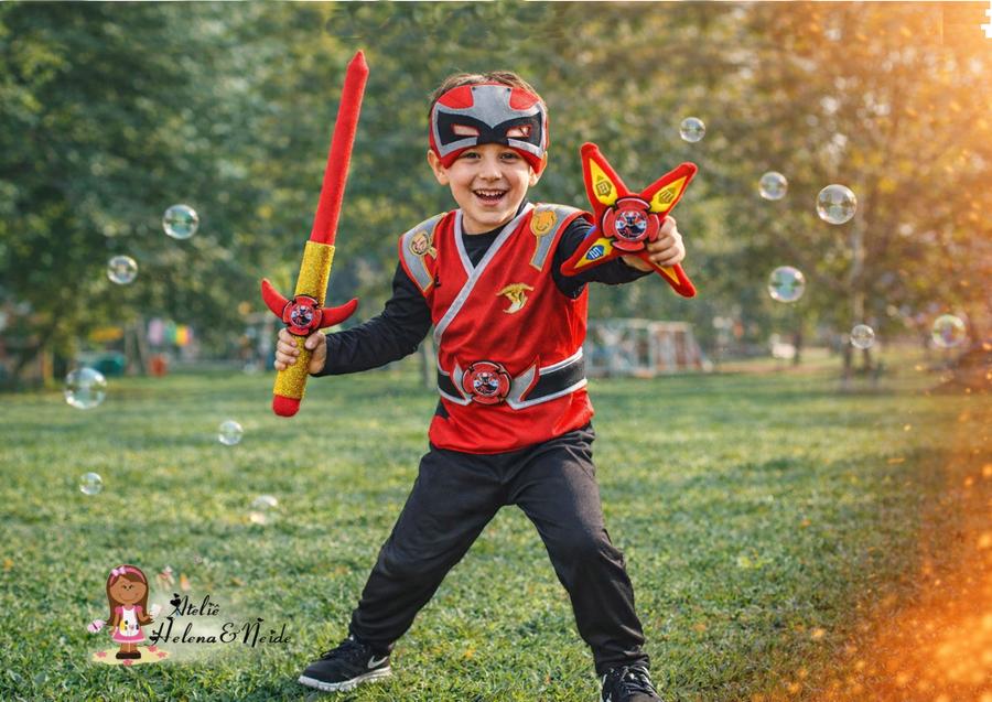 Kit Power Rangers Vermelho Ninja Steel