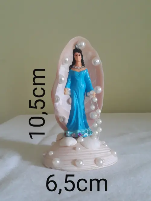 Imagem Iemanjá Rainha do Mar em Resina, Pintura Manual e Conchas