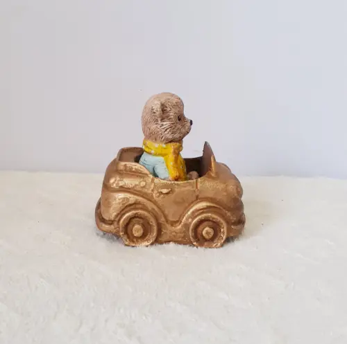 Urso motorista em resina