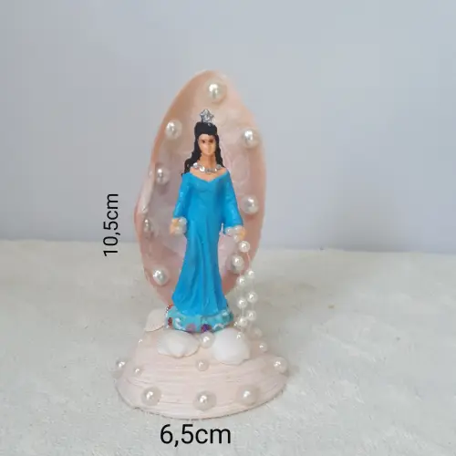 Imagem Iemanjá Rainha do Mar em Resina, Pintura Manual e Conchas