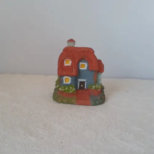 Casa azul miniatura para vaso de bonsai