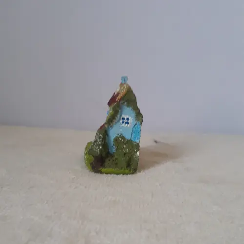 Casa Miniatura de Resina azul pintada