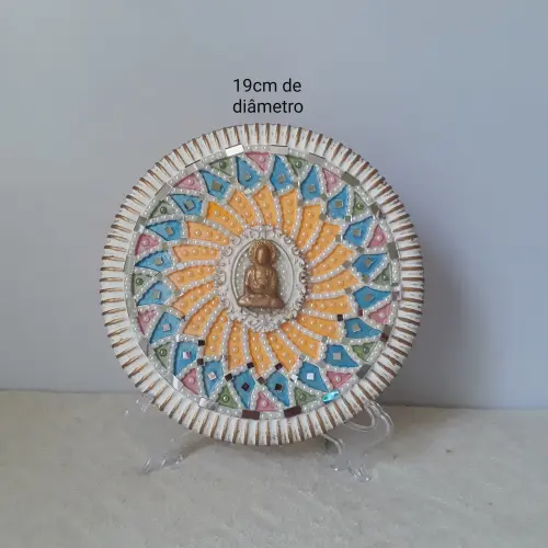 Mandala em Gesso Pedra e Aplique do Buda