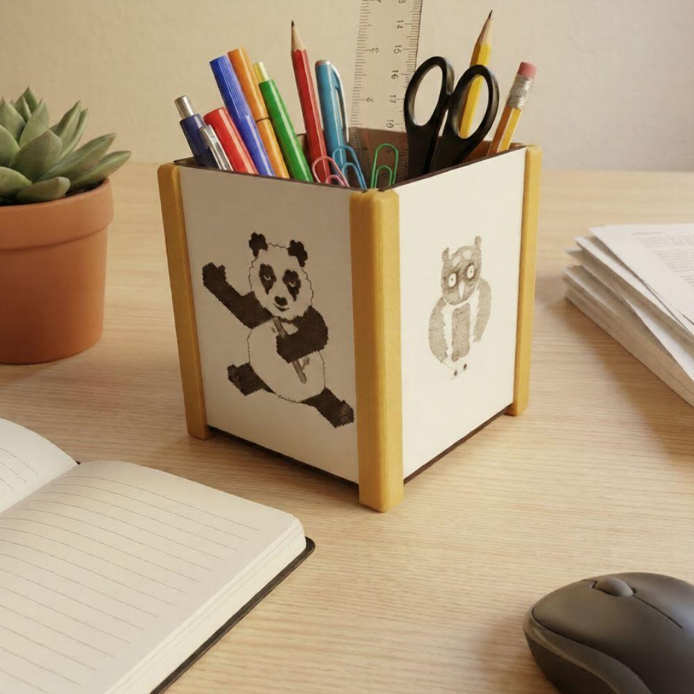 Porta-lápis de Mesa com Animais, Design Corginossauro Rex e Amig