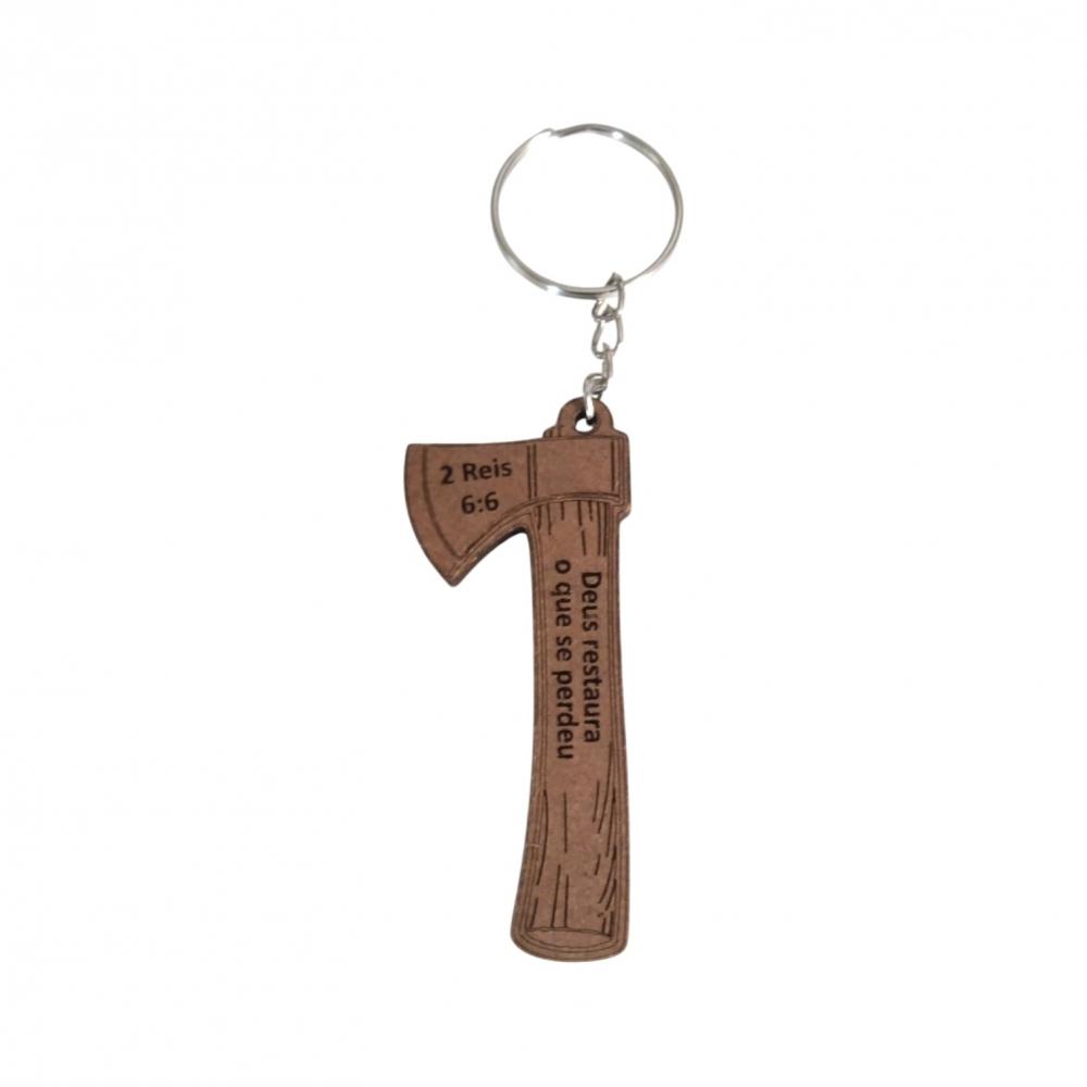 Chaveiro mdf Eliseu e o Machado - Deus Restaura - 2 Reis 6:6