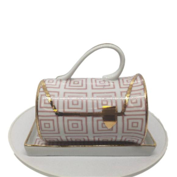 Caneca Bolsa com Bandeja e com Detalhes em Ouro