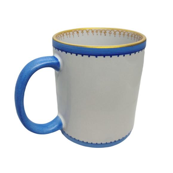 Caneca de Porcelana Pintada à Mão - Pássaro Azul ? Peça Únic