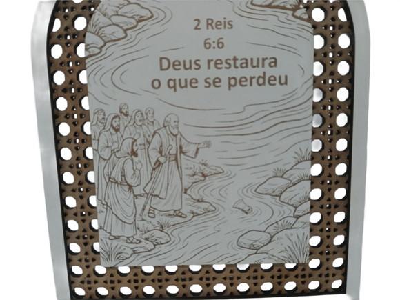 Placa mdf Machado Flutuante - Deus Restaura - 2 Reis 6:6