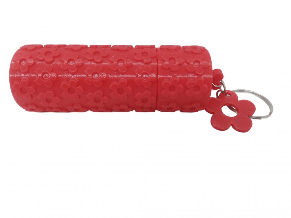 Chaveiro Porta Protetor Labial Floral com Tampa Rosqueável – E