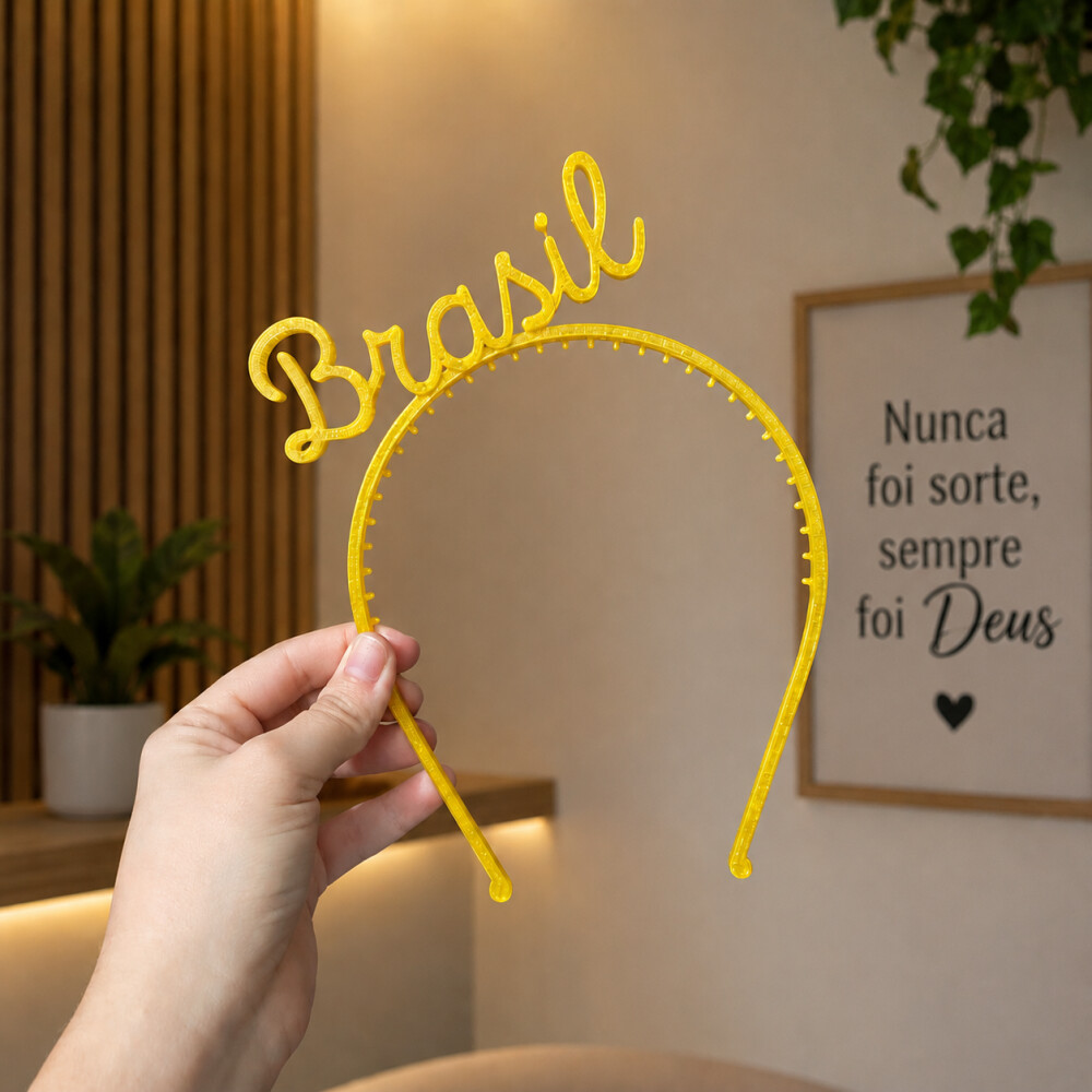 Tiara Brasil Copa do Mundo | Tiara Verde e Amarela Personalizada