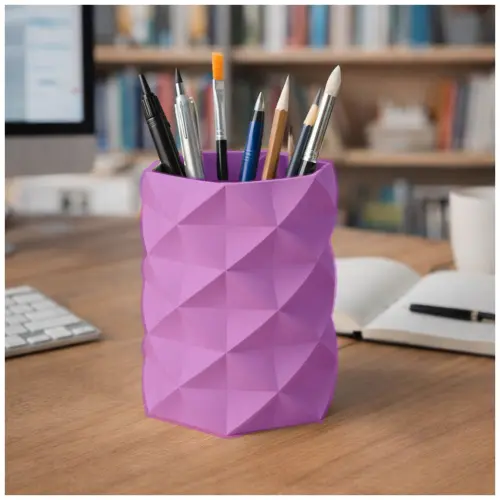 Porta Canetas Geométrico Low Poly - Várias Cores