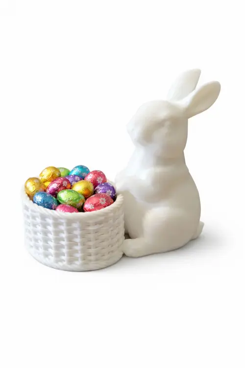 Coelho com Cestinho Decorativo de Páscoa - Porta Ovinhos