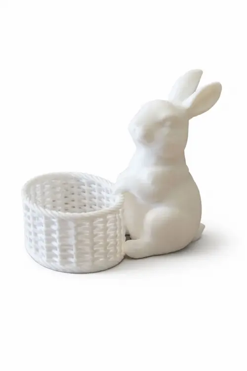 Coelho com Cestinho Decorativo de Páscoa - Porta Ovinhos
