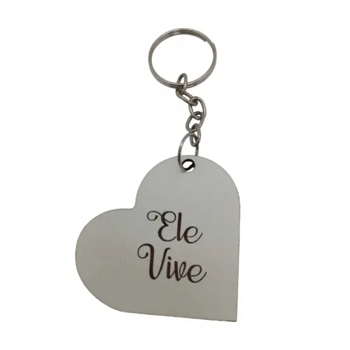 Chaveiro em mdf Branco - Ele Vive - Coração - Páscoa