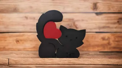Gato Decorativo com Coração – Decoração Moderna e Fofa – Várias Cores