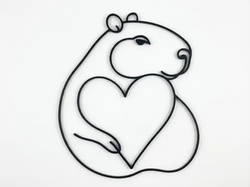 Capivara Love: Arte Minimalista em Linhas
