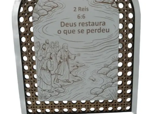 Placa mdf Machado Flutuante - Deus Restaura - 2 Reis 6:6