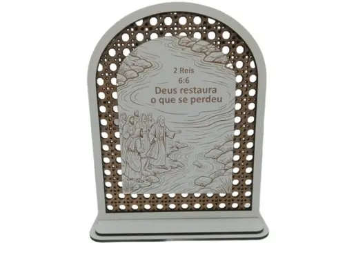 Placa mdf Machado Flutuante - Deus Restaura - 2 Reis 6:6