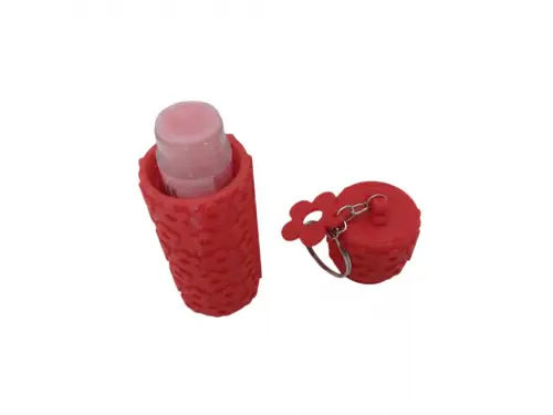 Chaveiro Porta Protetor Labial Floral com Tampa Rosqueável – Estojo Compacto para Bolsa e Mochila