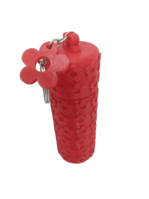 Chaveiro Porta Protetor Labial Floral com Tampa Rosqueável – E
