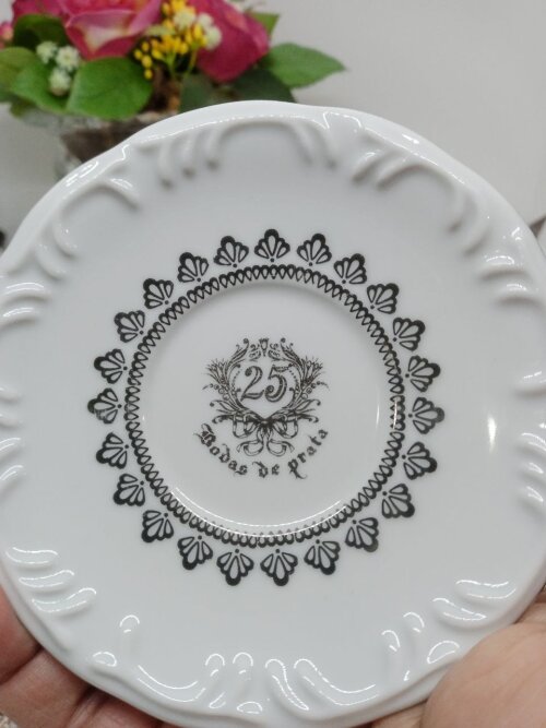 Par de Xícaras de Café 70ml para Bodas de Prata – Porcelana P