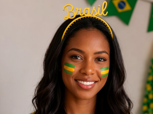 Tiara Brasil Copa do Mundo | Tiara Verde e Amarela Personalizada