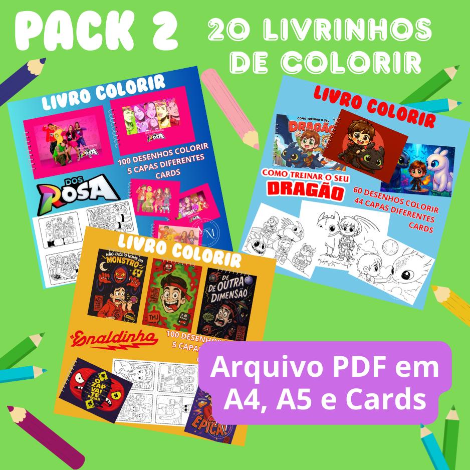 PACK 2 – 20 LIVRINHOS PARA COLORIR - Arquivo PDF para Impressã