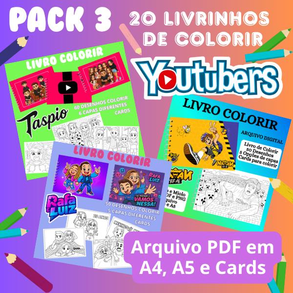 PACK 3 – 20 LIVRINHOS DE COLORIR DE YOUTUBERS - Arquivo PDF par