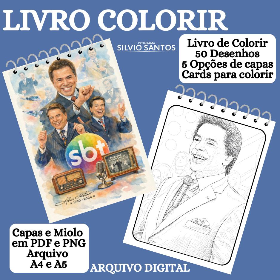 LIVRO DE COLORIR SILVIO SANTOS - Arquivo PDF para Impressão