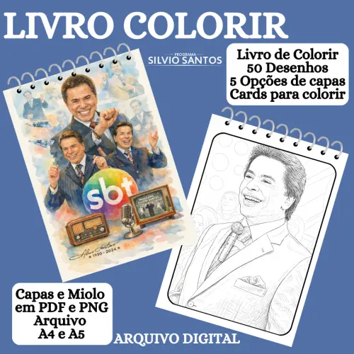 LIVRO DE COLORIR SILVIO SANTOS - Arquivo PDF para Impressão