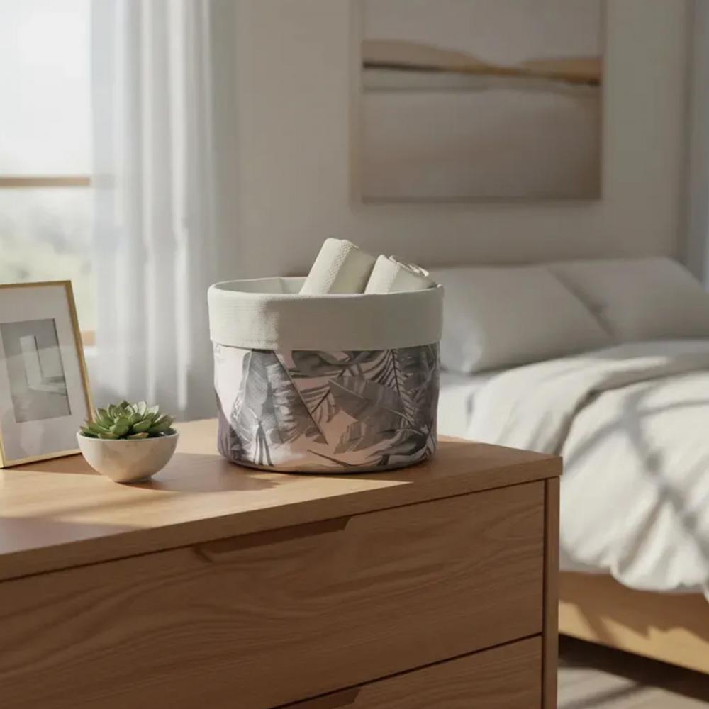 Eco Cesto de Tecido Folhagem Claro