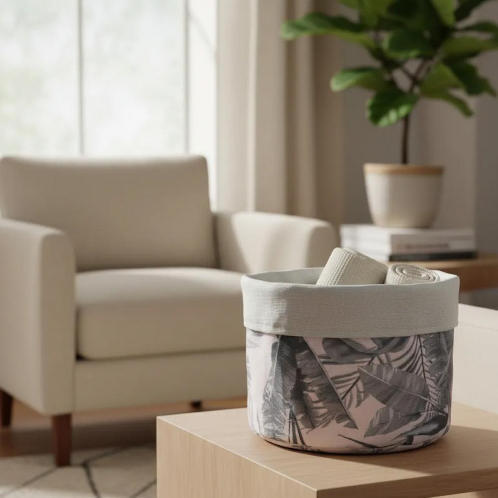 Eco Cesto de Tecido Folhagem Claro