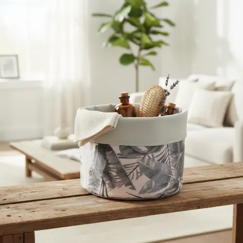 Eco Cesto de Tecido Folhagem Claro