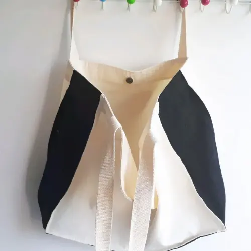 Sacola Maxi Bag Sustentável Crua / preta