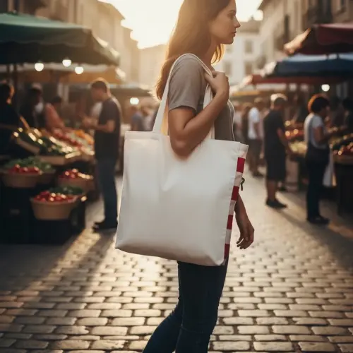 Tote Bag Crua com Detalhe Vinho