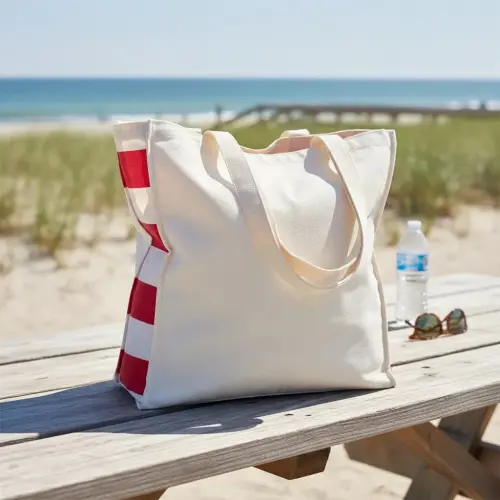 Tote Bag Crua com Detalhe Vinho